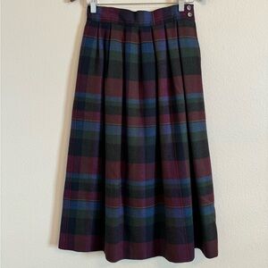 Vintage Cambridge‎ Spirit 100% Wool Plaid Pleated Skirt Size 8